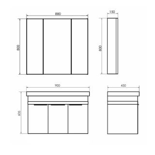 Зеркало-шкаф Comforty Соло 00-00010980 88 см